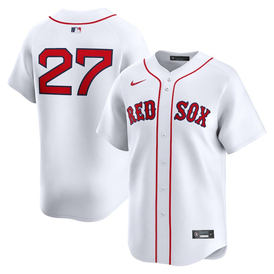 Men Boston Red Sox #27 Carlton Fisk Nike White Home Limited Player MLB Jersey